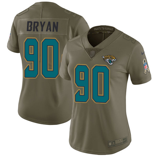 Nike Jacksonville Jaguars #90 Taven Bryan Olive Women Stitched NFL Limited 2017 Salute to Service Jersey